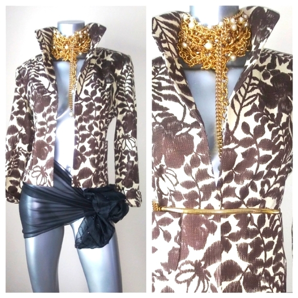 Jones New York Earthy Granola Girl Floral "BOHO" Cotton Blazer - Picture 7 of 8